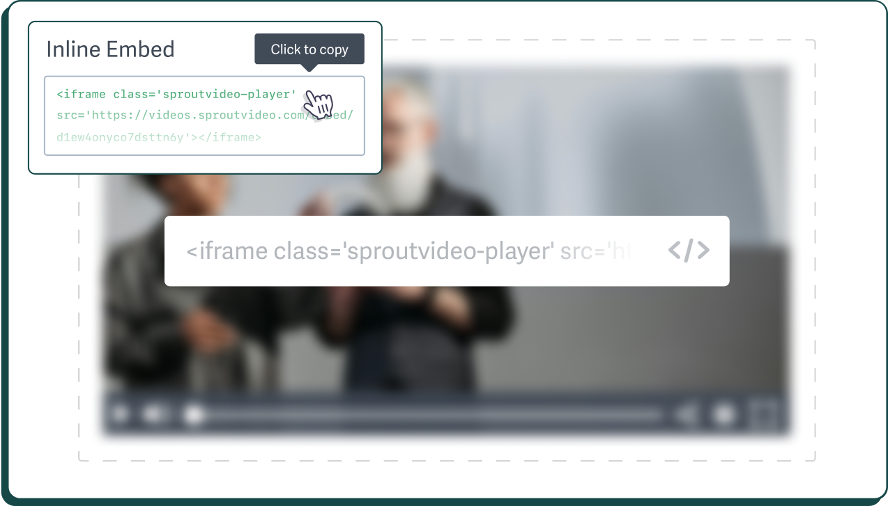Easily customize your SproutVideo player size, post-play settings, and color scheme for embedding Stylized example of the SproutVideo embed code