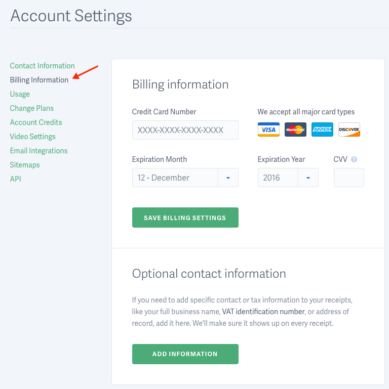 Manage Billing Information for Your SproutVideo hosting account