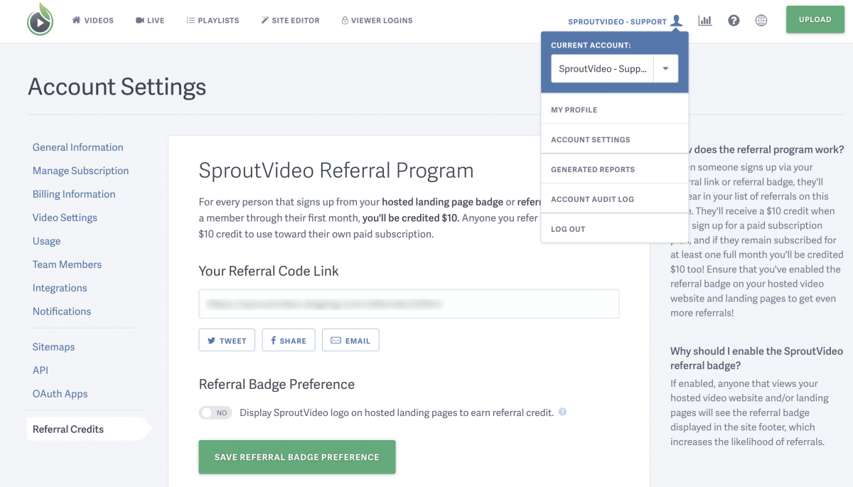 SproutVideo Video Hosting Discount Referral Program Graphic