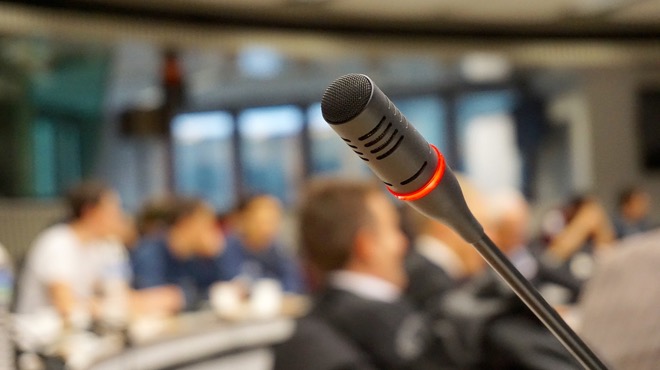 microphone at company event