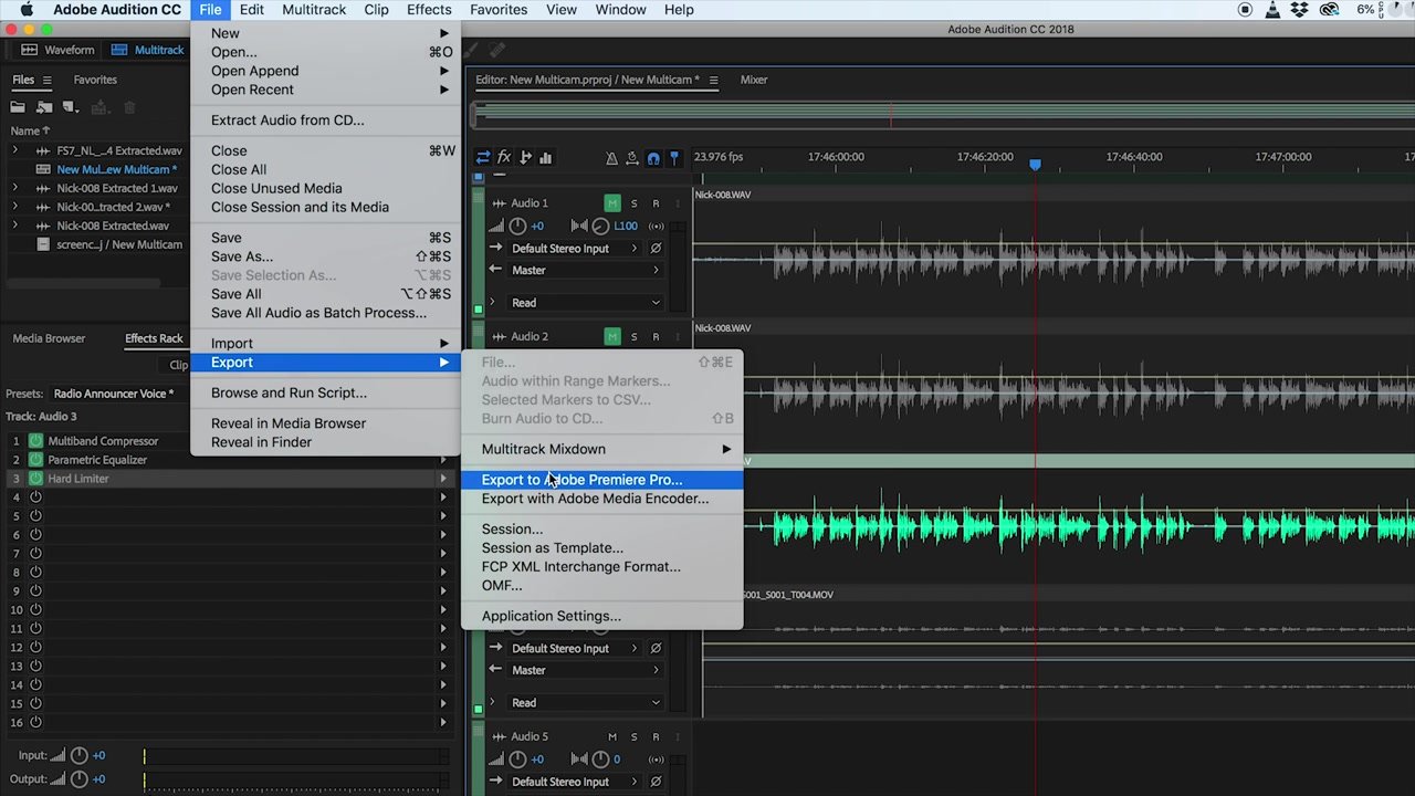 Export Audio from Audition to Adobe Premiere