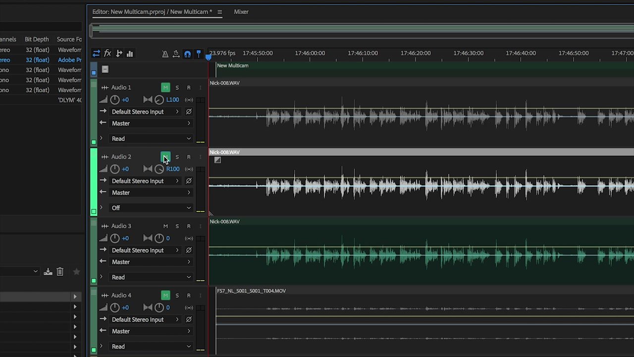 Muted Audio Track Adobe Audition Audio Editing