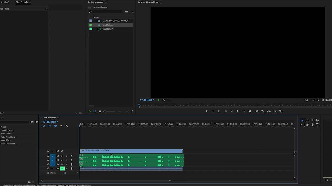 Example of Video and Audio in Timeline Adobe Premiere