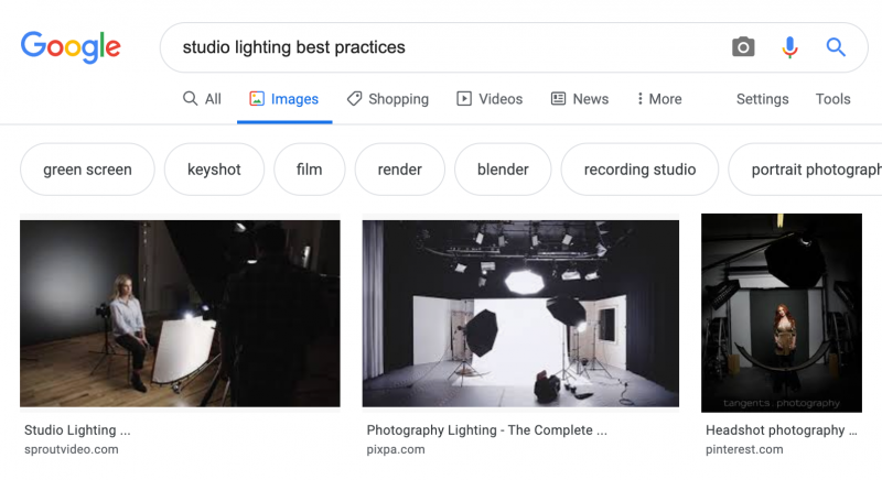 Image search results example