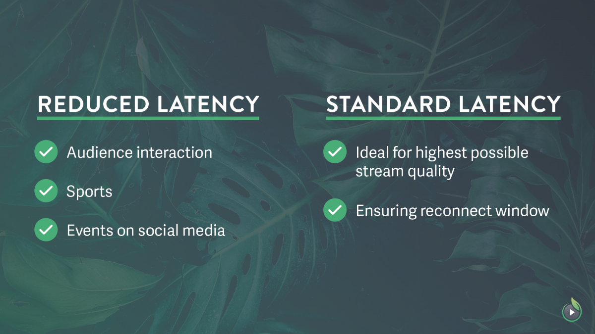 SproutVideo live stream latency options