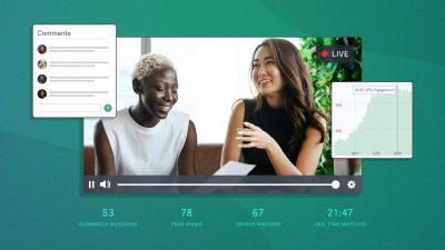 live stream real-time analytics view on gradient background