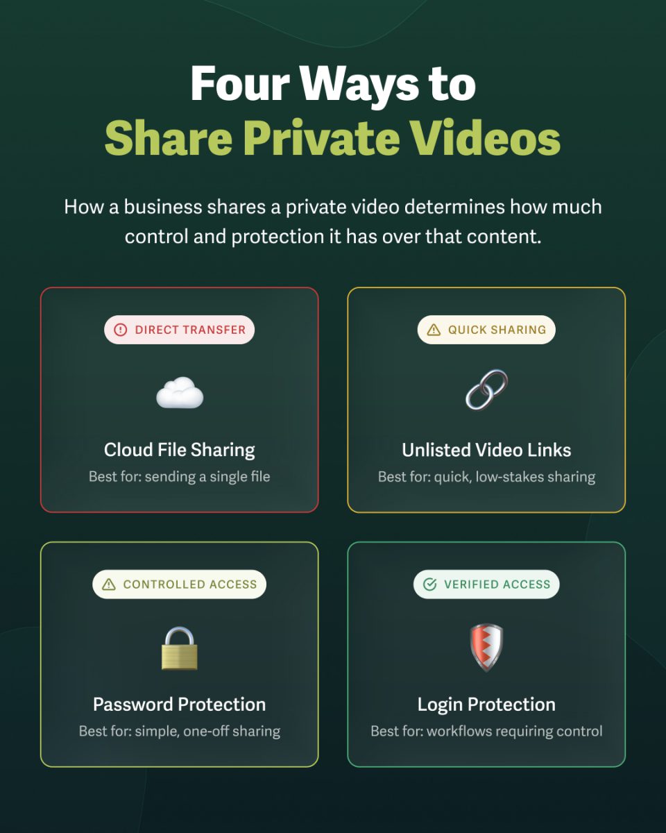 Share Private Videos: Cloud File, Unlisted Link, Password Protection, and Login Protection