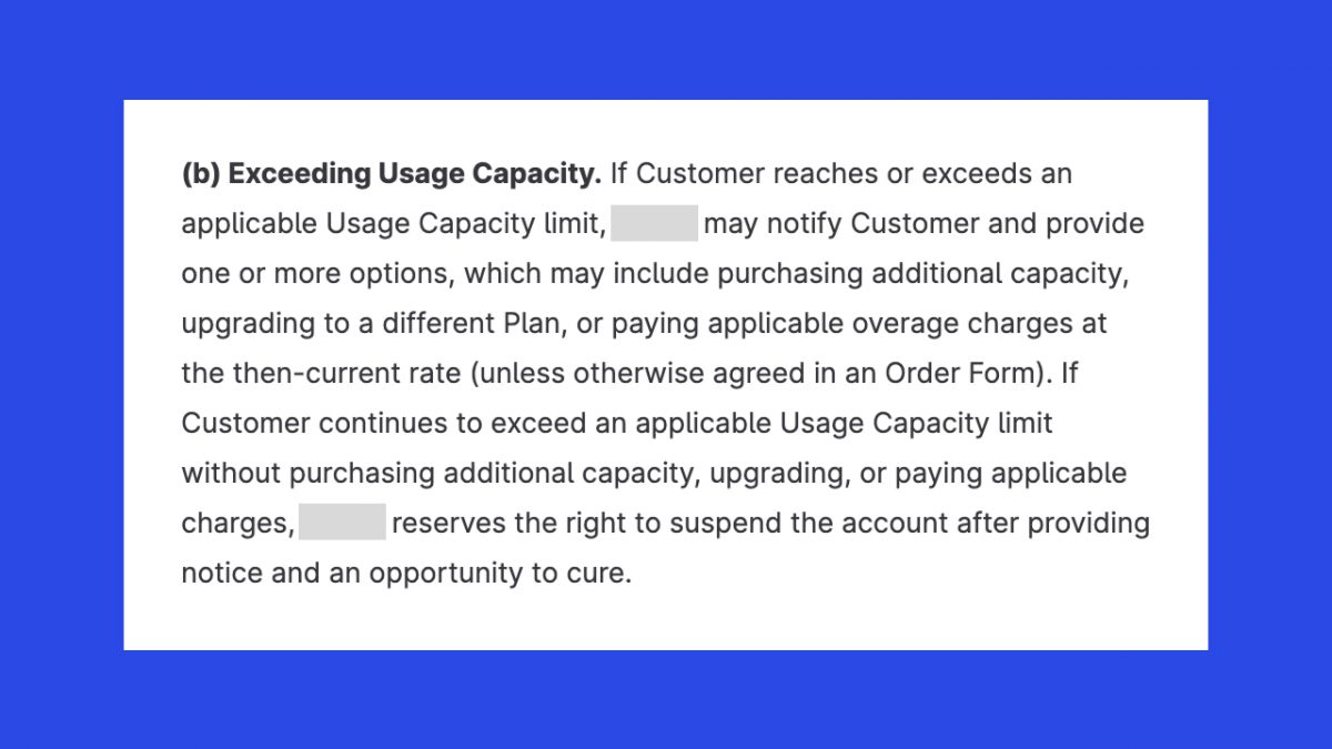 screenshot of Wista's terms of service regarding usage overages for video hosting